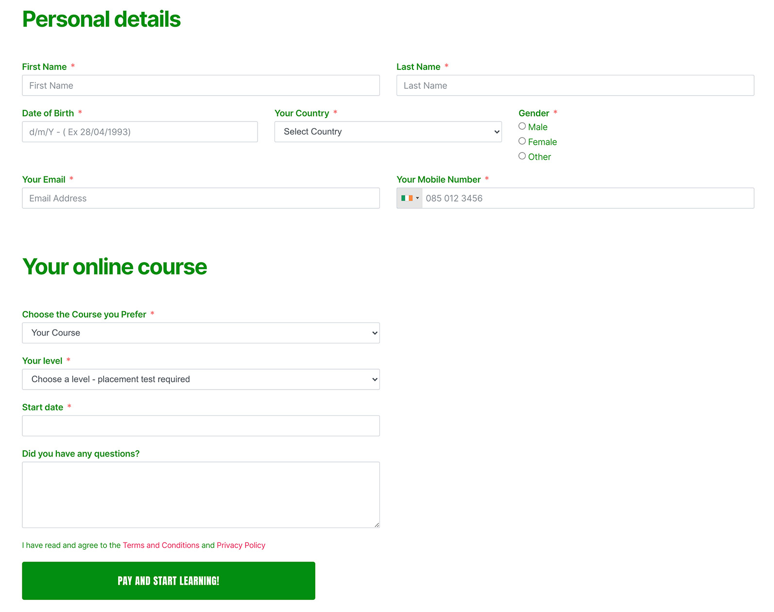 High Fidelity Prototype reservation and purchase form