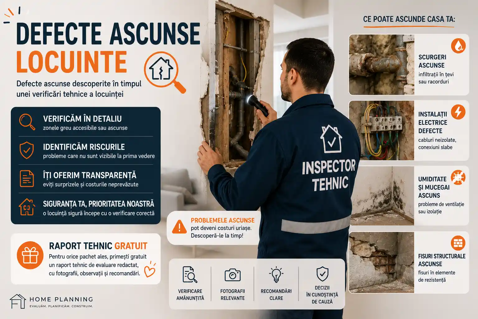 Defecte ascunse descoperite în timpul unei verificări tehnice a locuinței