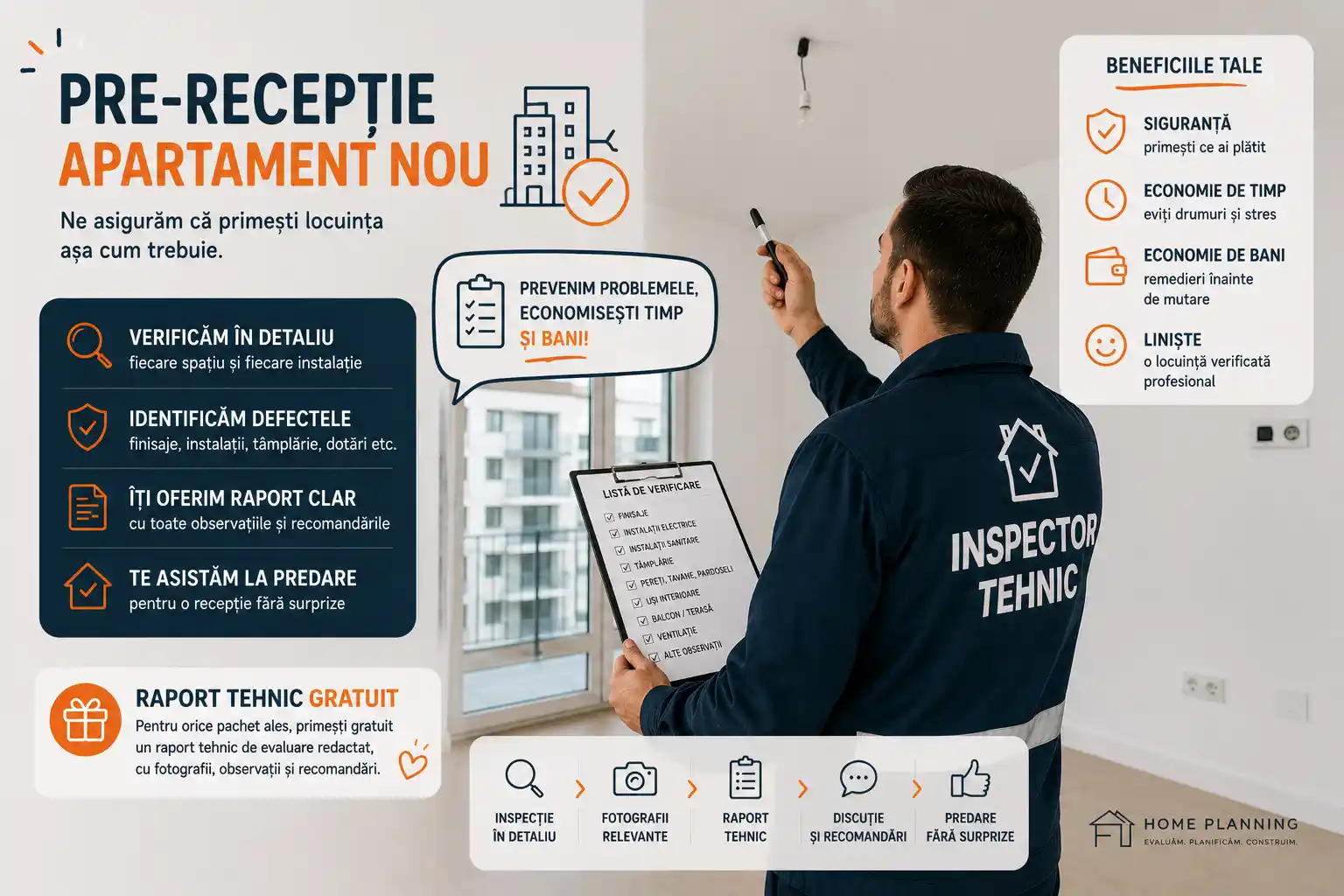 Pre-recepție apartament nou înainte de semnarea documentelor