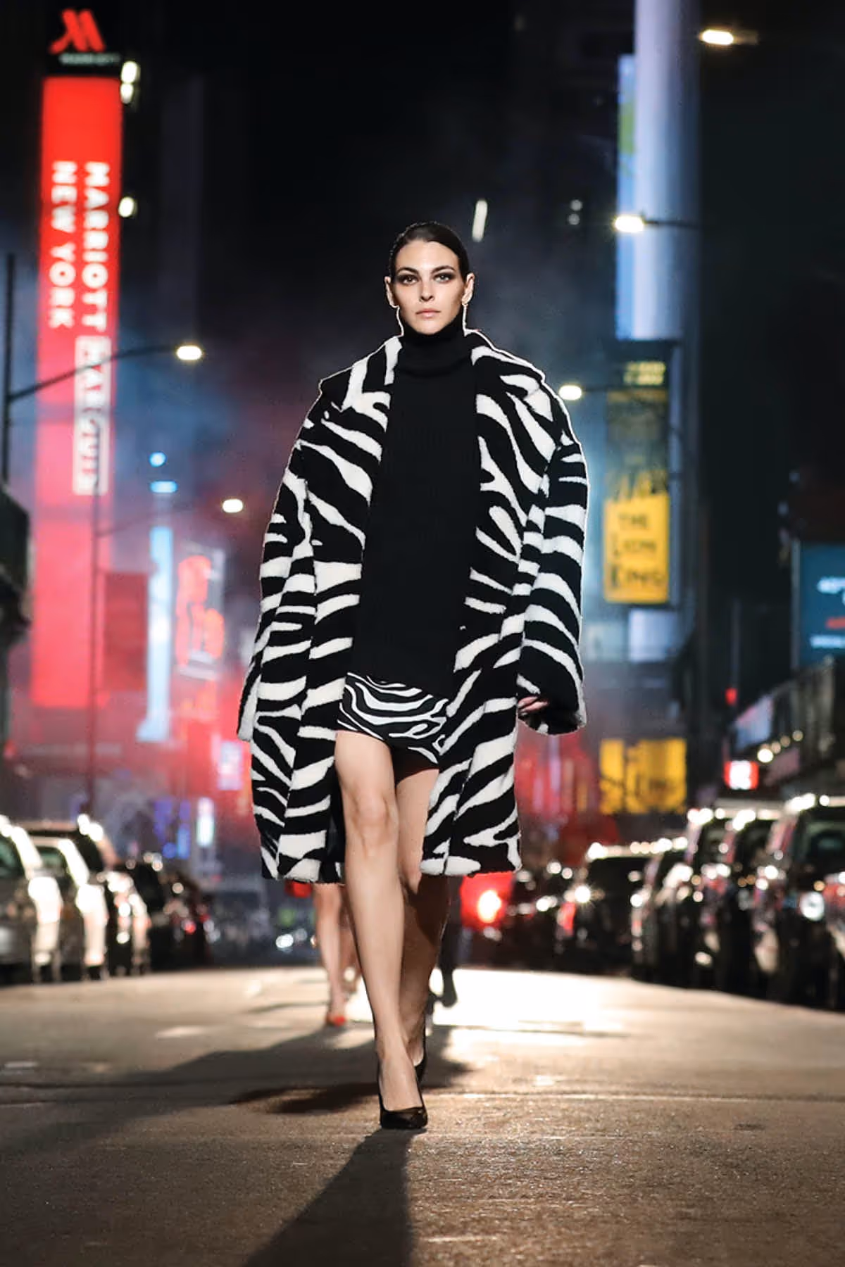 ZEBRA INTARSIA SHEARLING COAT
