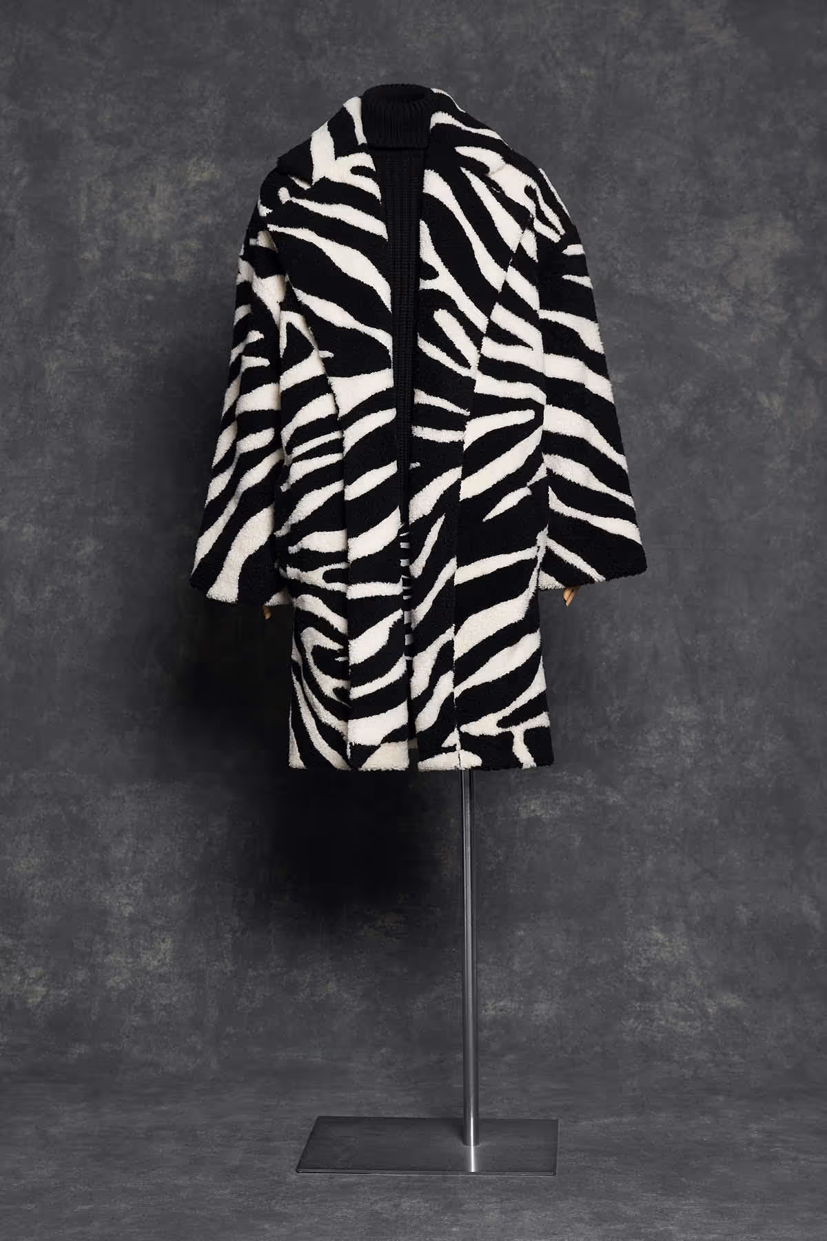 ZEBRA INTARSIA SHEARLING COAT