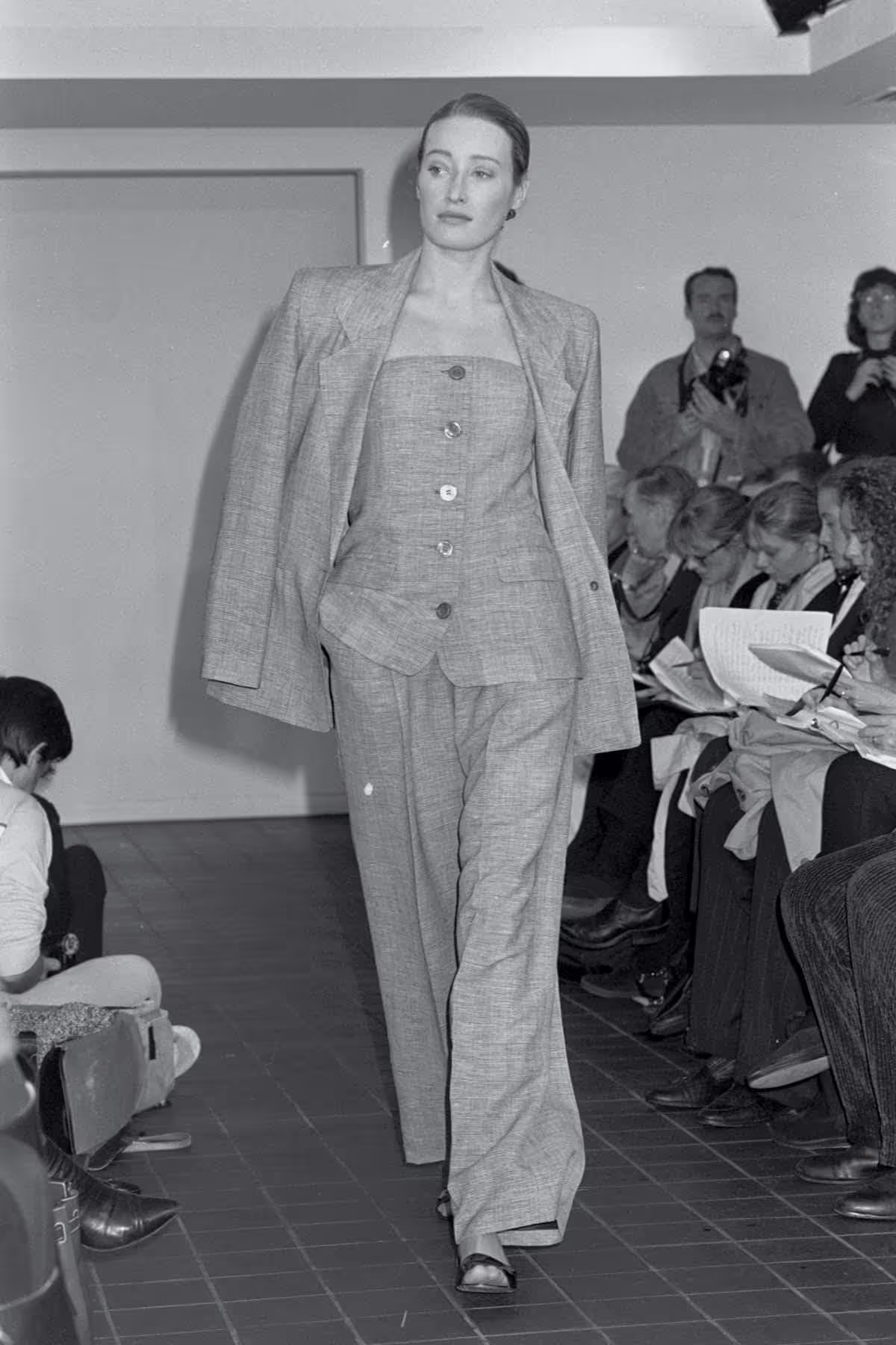 GLEN PLAID SUIT WITH STRAPLESS JACKET