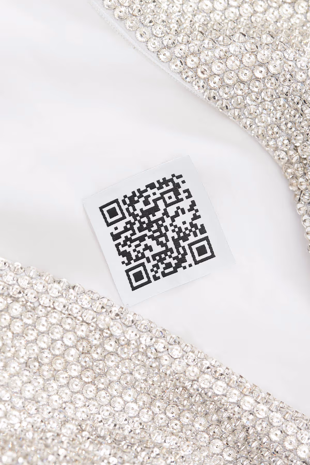 WHITE SLIP DRESS WITH CRYSTAL HAND EMBROIDERY