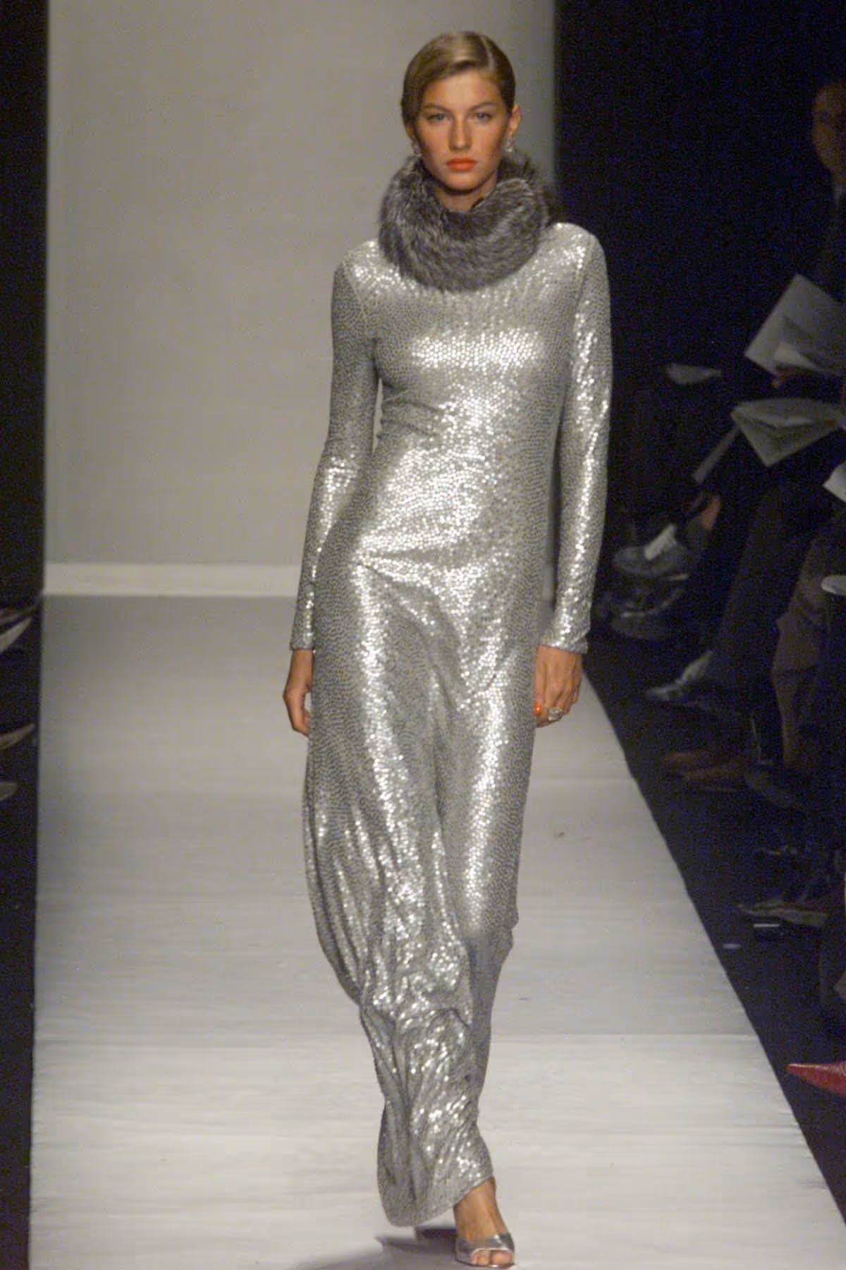 SILVER GOWN WITH PAILLETTE HAND EMBROIDERY