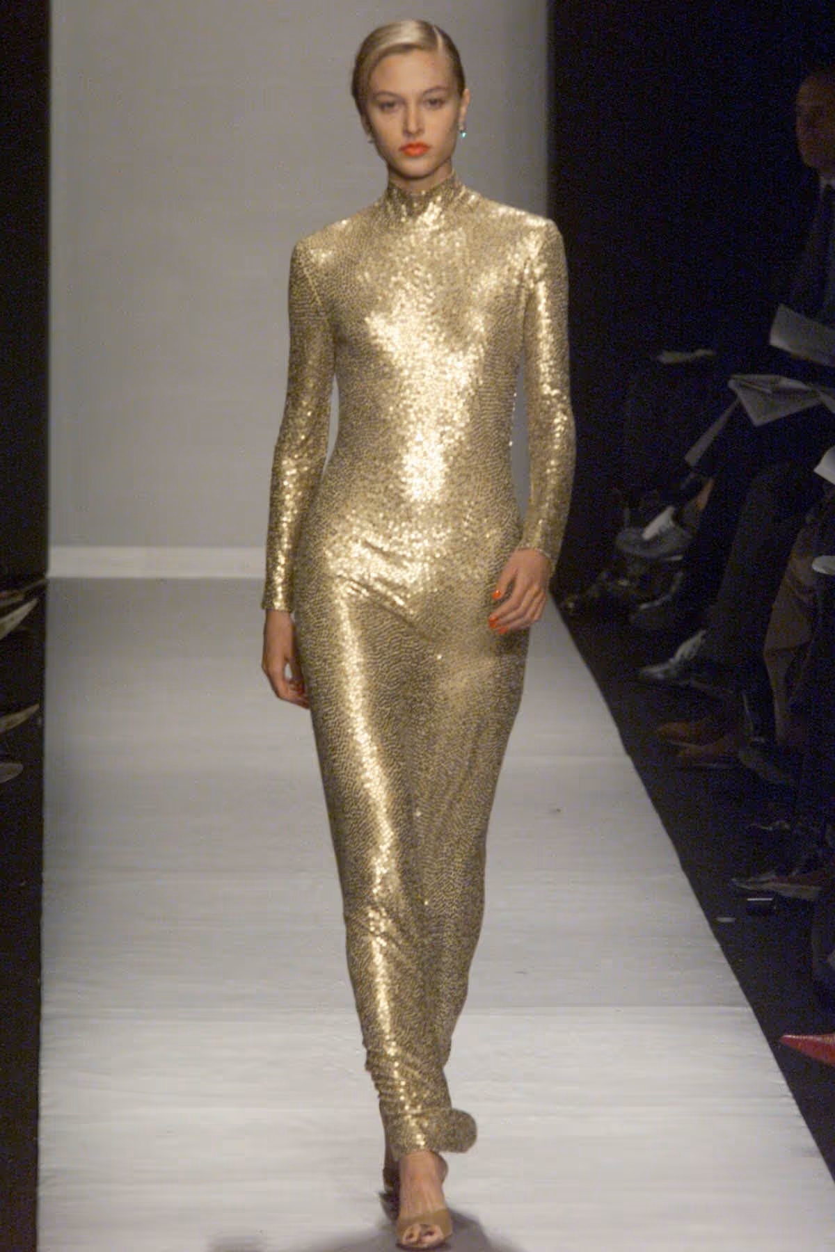 GOLD GOWN WITH PAILLETTE HAND EMBROIDERY