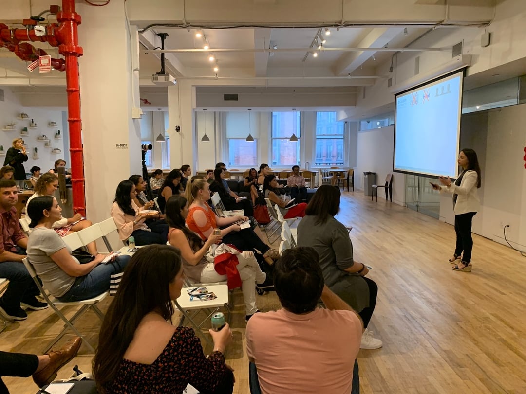 Rachel giving a speech