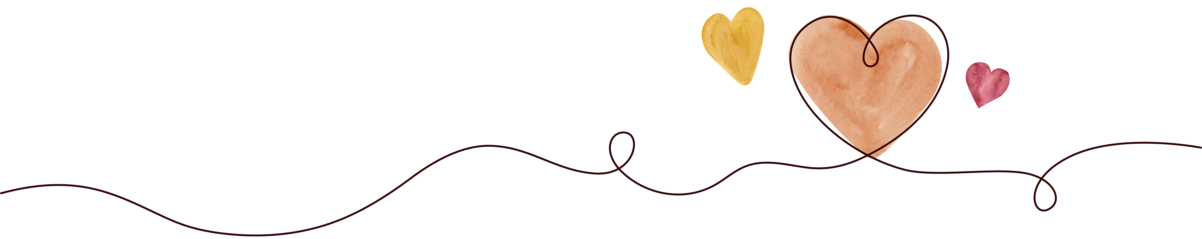 Heart line art with water color hearts