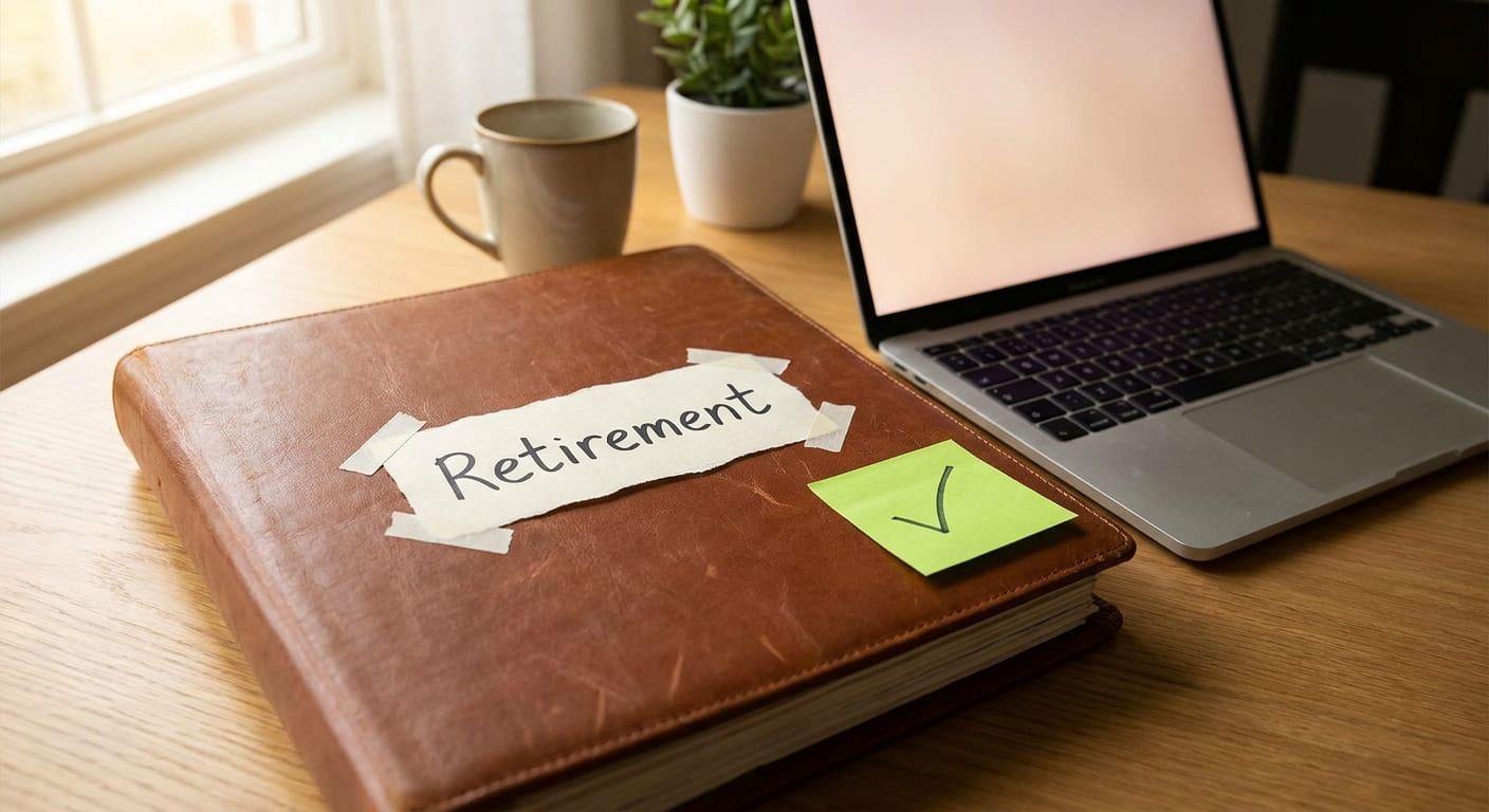 Retirement savings folder set aside on a desk, representing assets excluded from FAFSA reporting