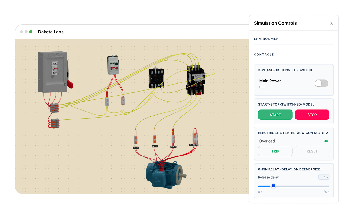 ElectroTech interactive training simulator interface