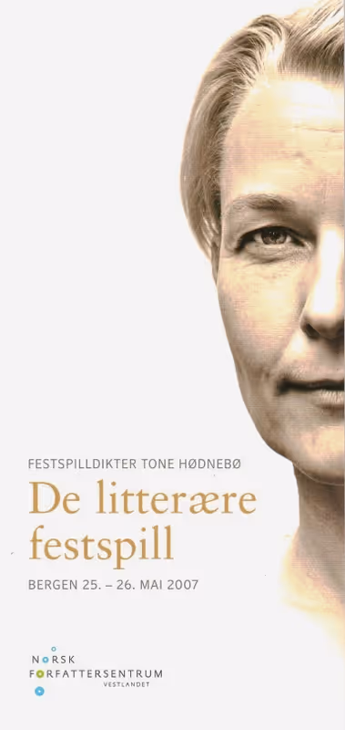 Programbladet til De Litterære Festspill i 2007 med Tone Hødnebø som festspilldikter.
