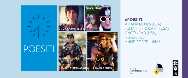 Poesiti med Ariana Reines, Julian T. Brolaski og CAConrad (USA)