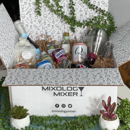 Kit from Mixology Mixer, a company based in Miami, with alcohol and mixers