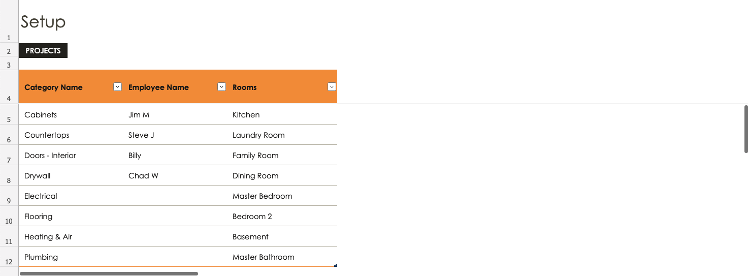 punch list room listings complete