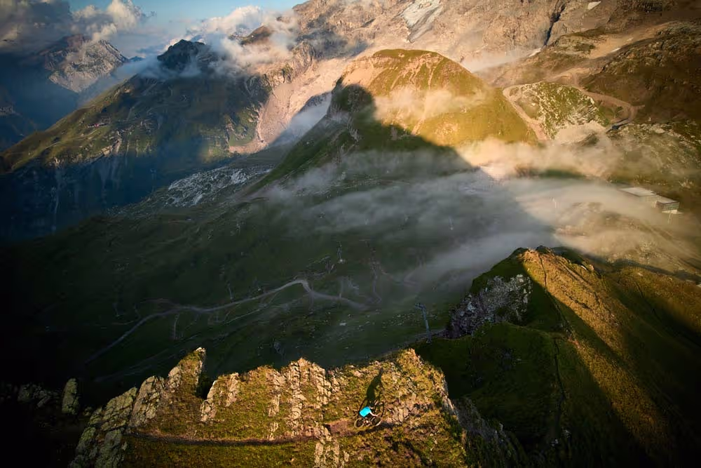 Mountain biking high above Engelberg, Switzerland