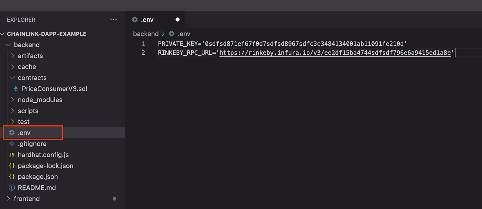 Creating the .env fi