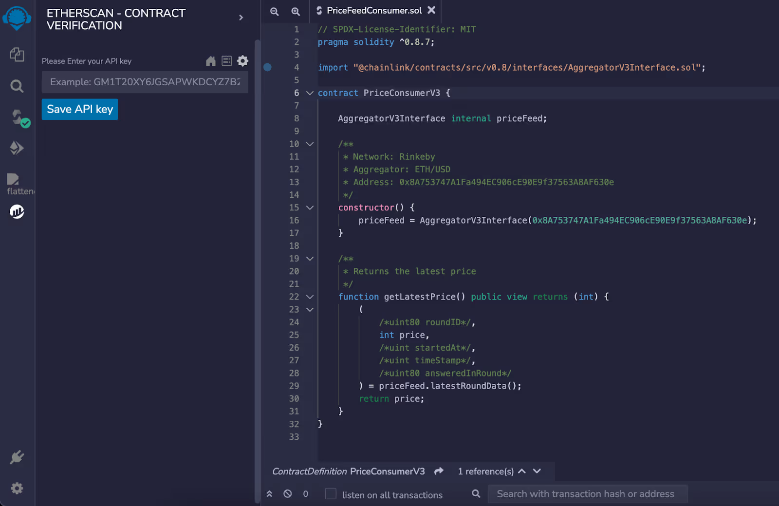 How to save Etherscan API key on Remix