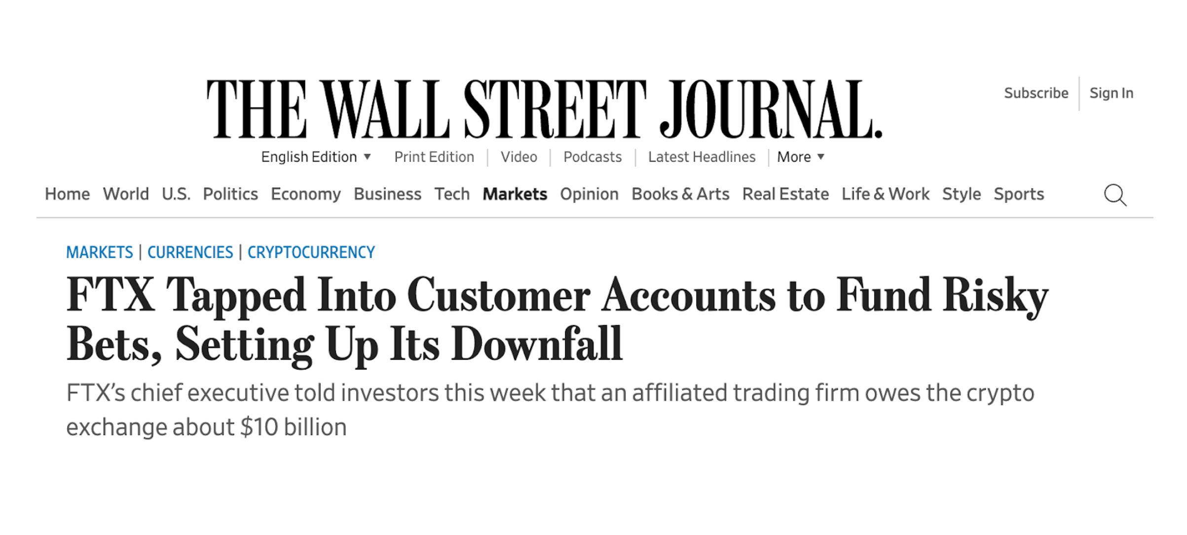 WSJ FTX headline