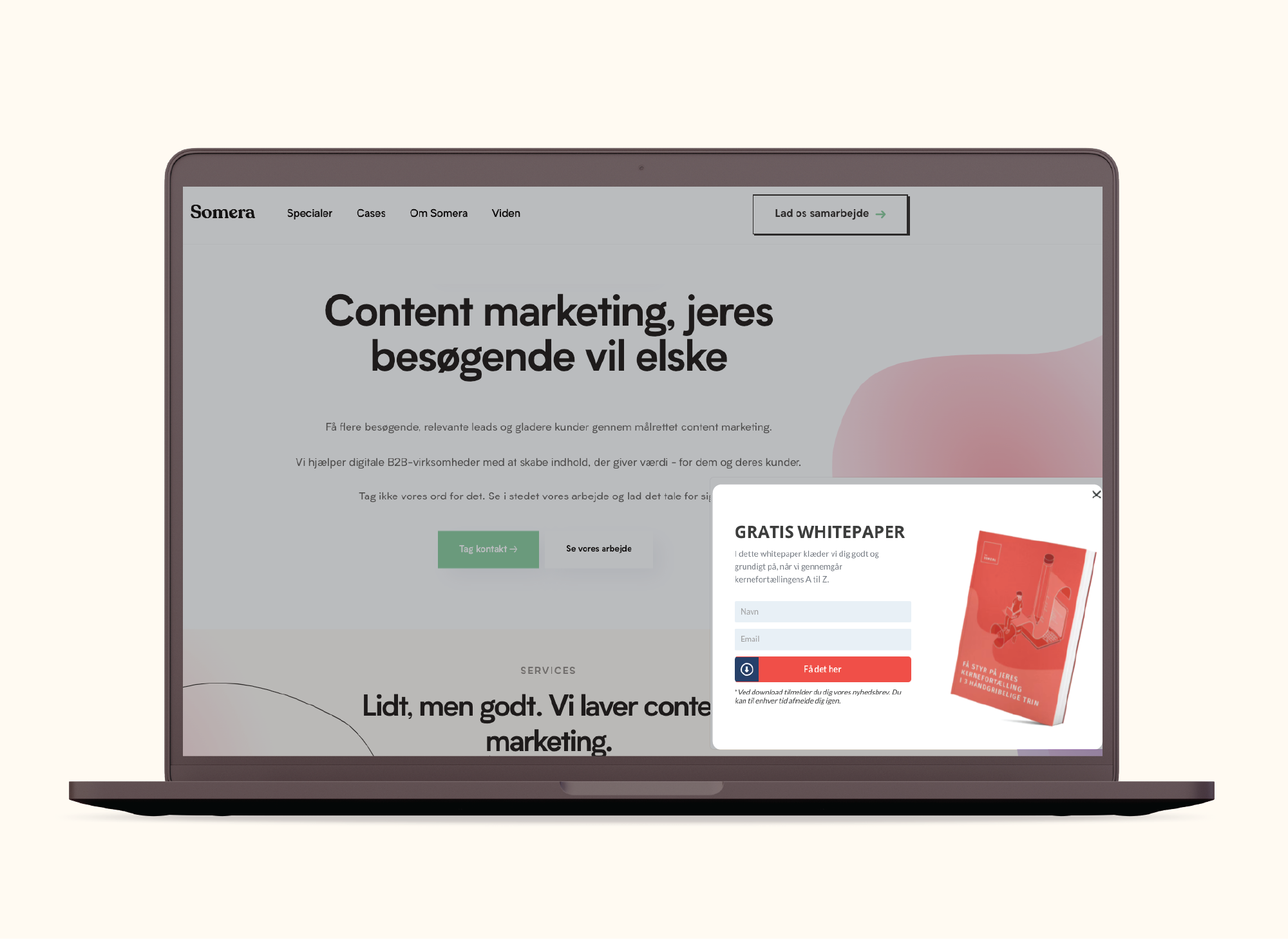 En sleeknote i praksis på Someras hjemmeside