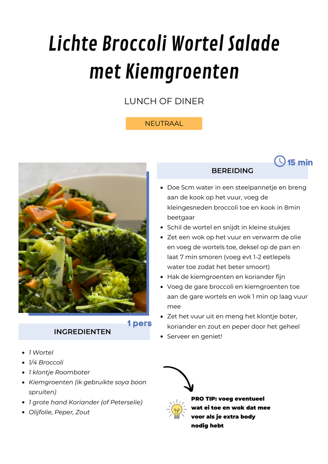 Floohw Recept Lichte Broccoli Wortel Salade