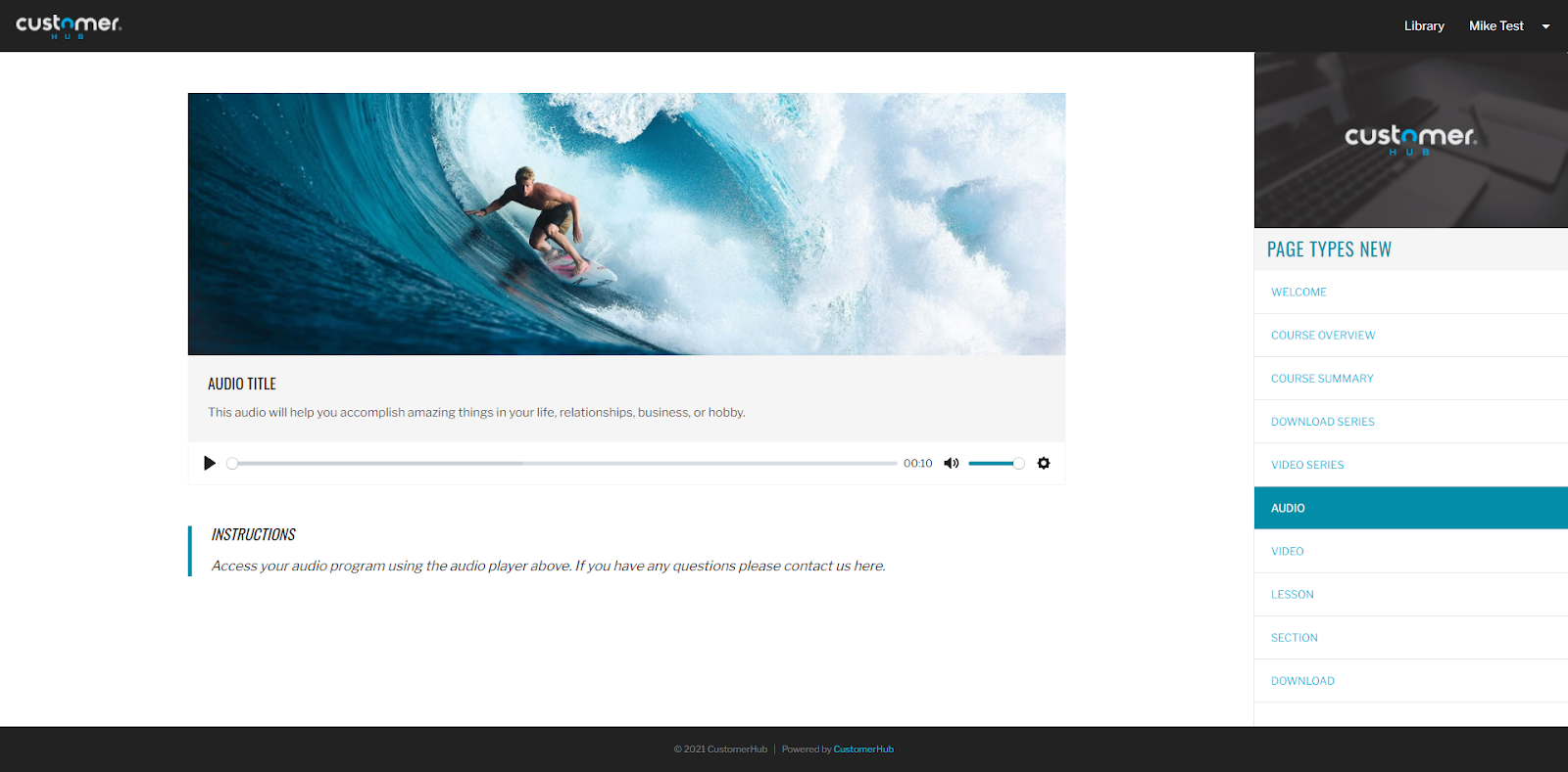 CustomerHub course audio