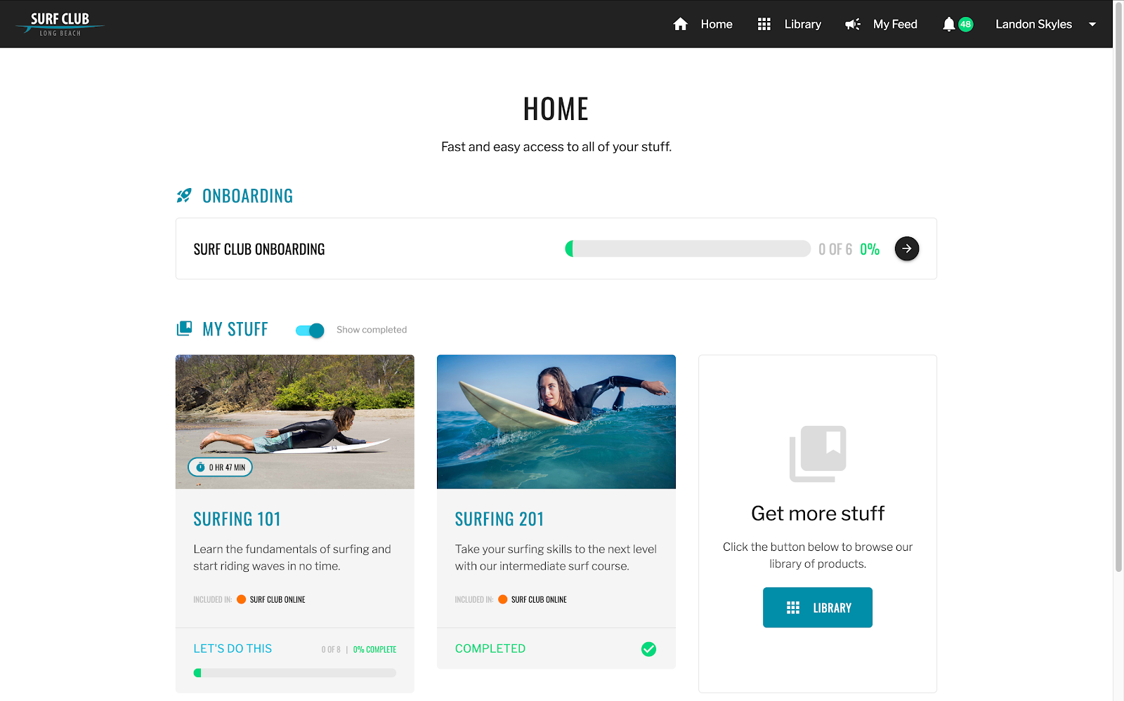 CustomerHub content page