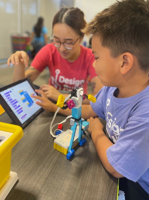 Instructor and student working together.