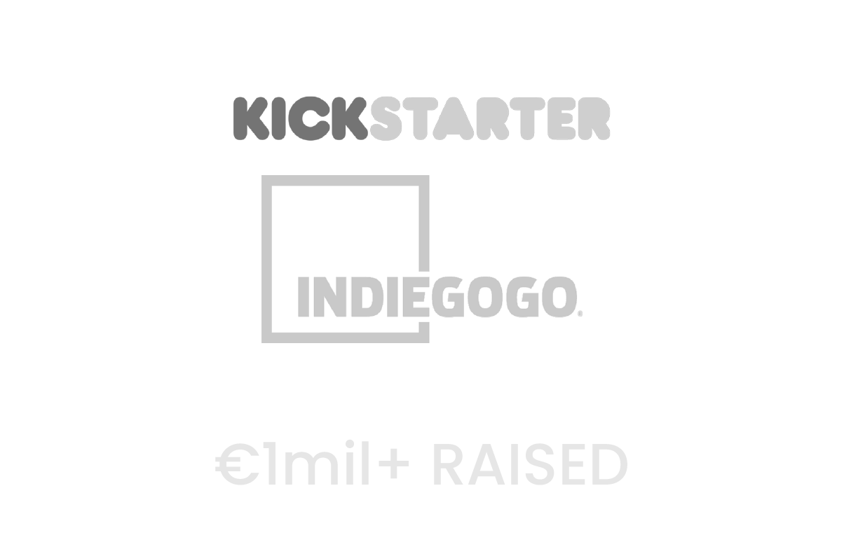 Two logos: kickstarter and indiegogo.
