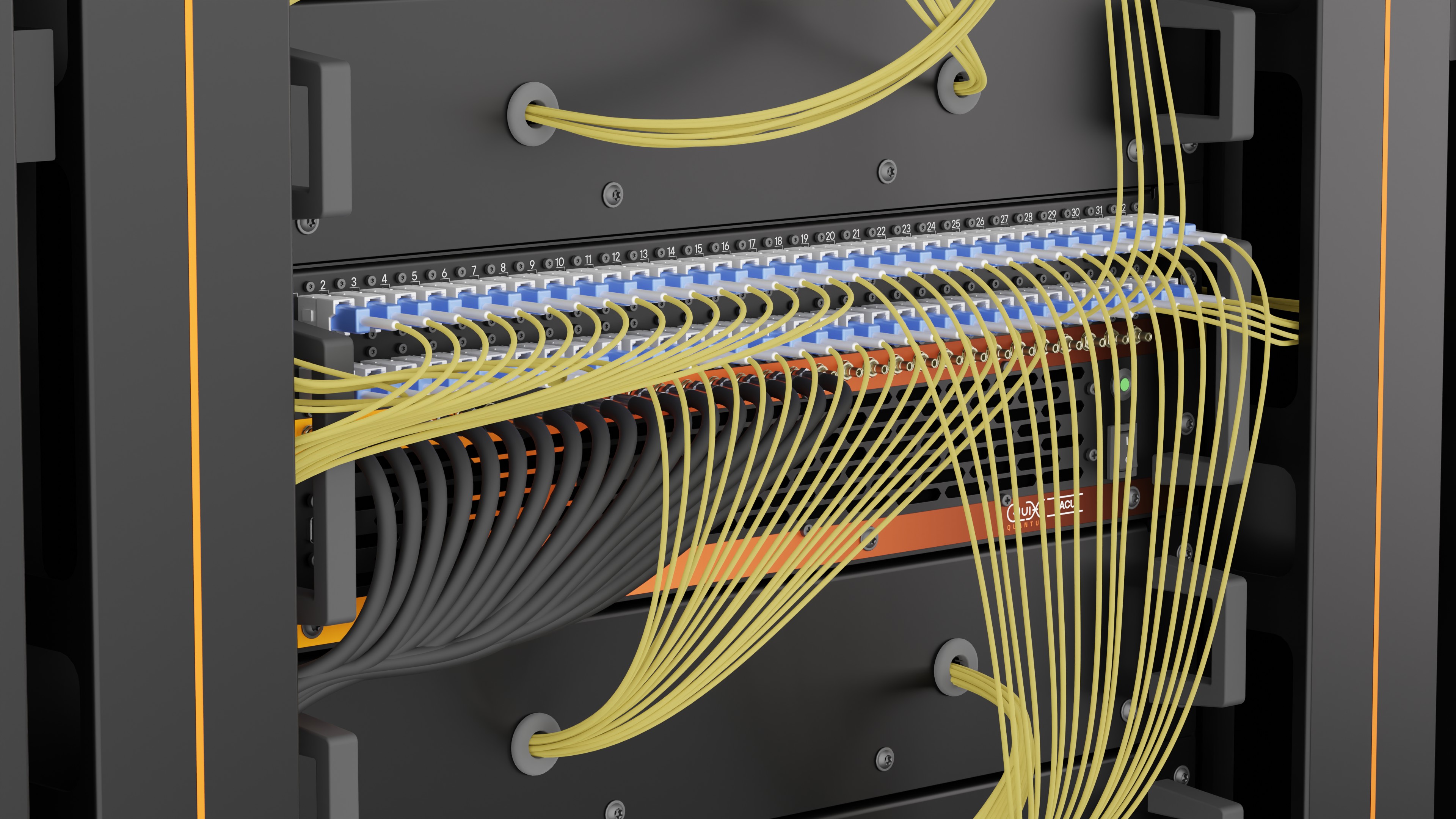 Close-up image of a quantum computer unit.