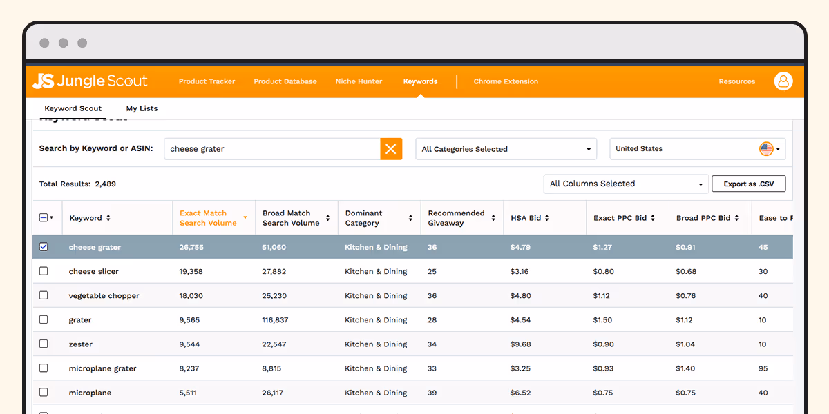 Jungle Scout Product Research Tool