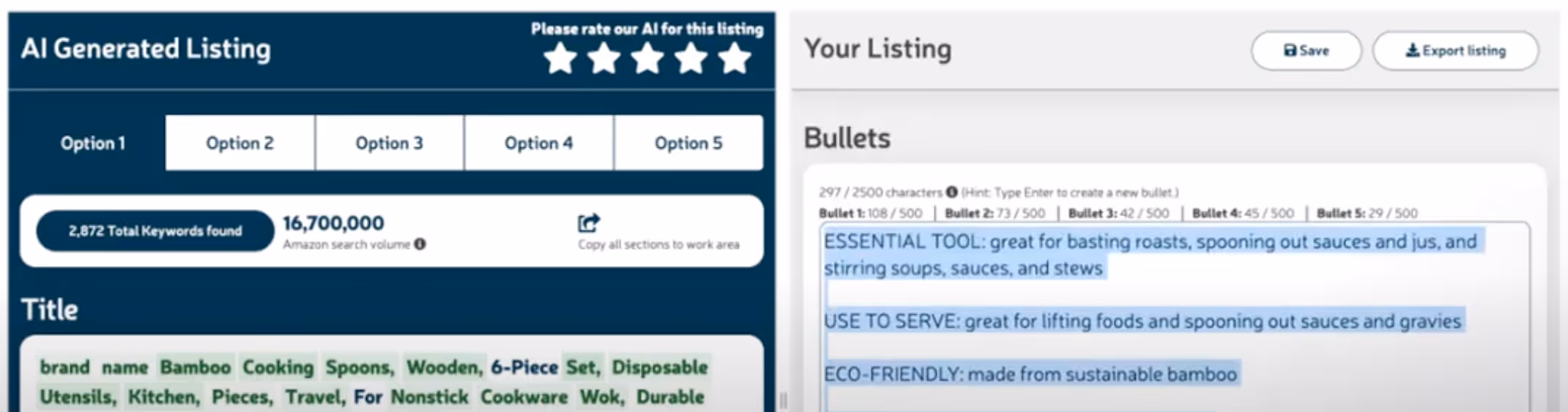 MerchantWords AI Generated Listing