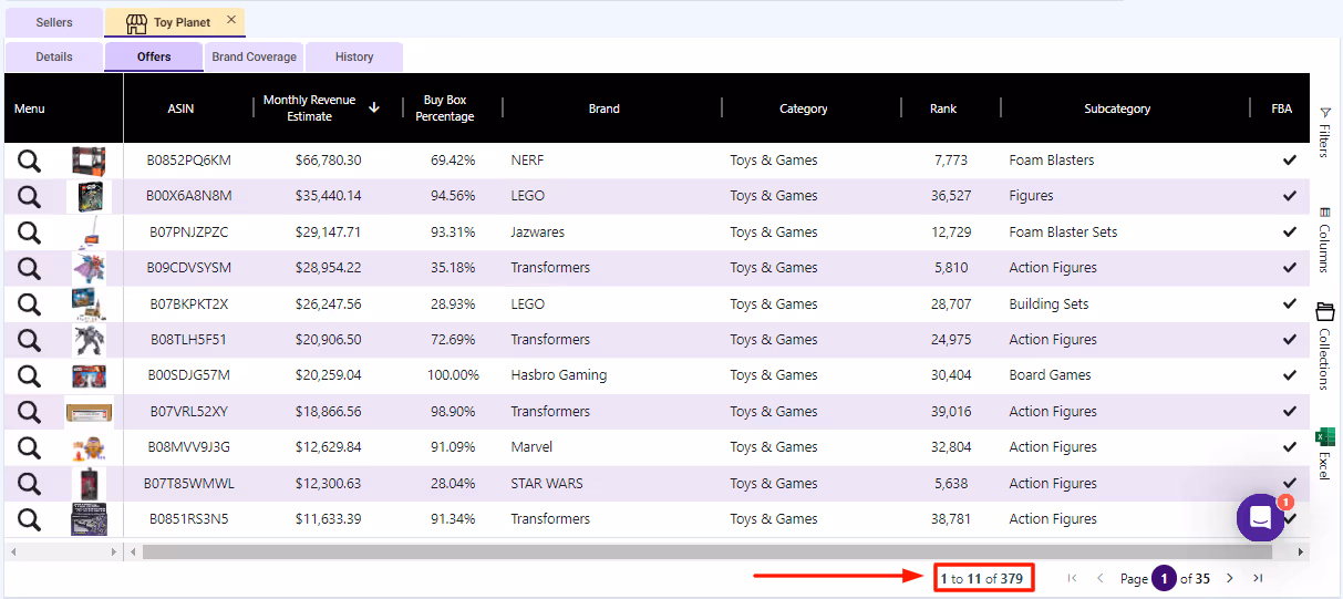 SmartScout Sellers tool