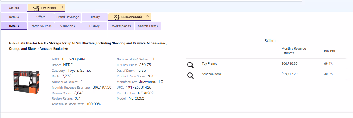 SmartScout Sellers tool