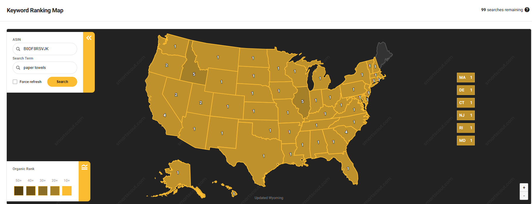 SmartScout Keyword Ranking Map