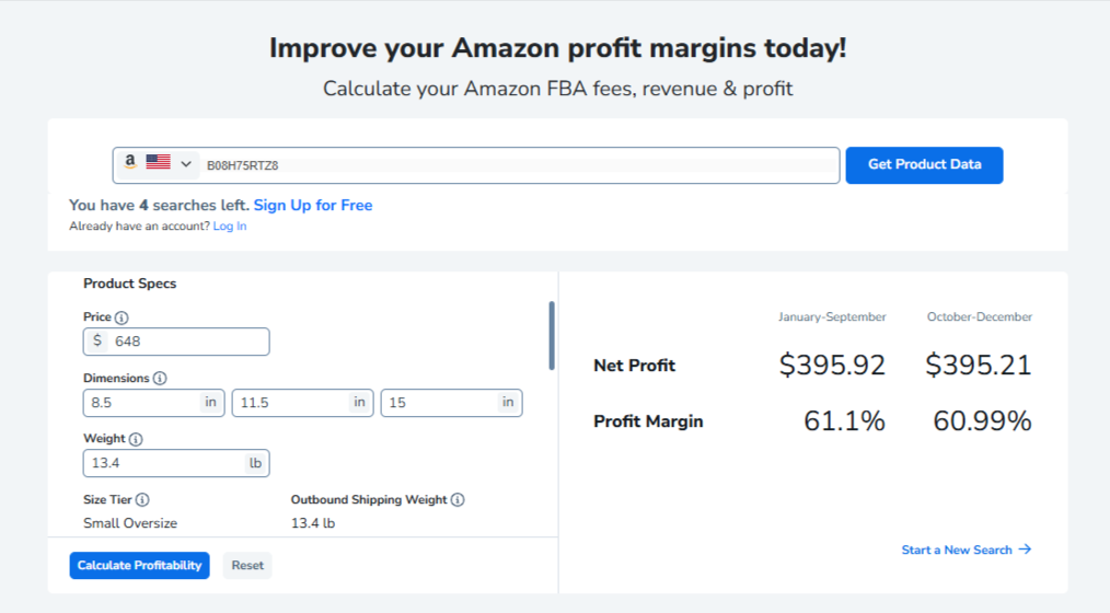 Helium 10 Profit Calculator