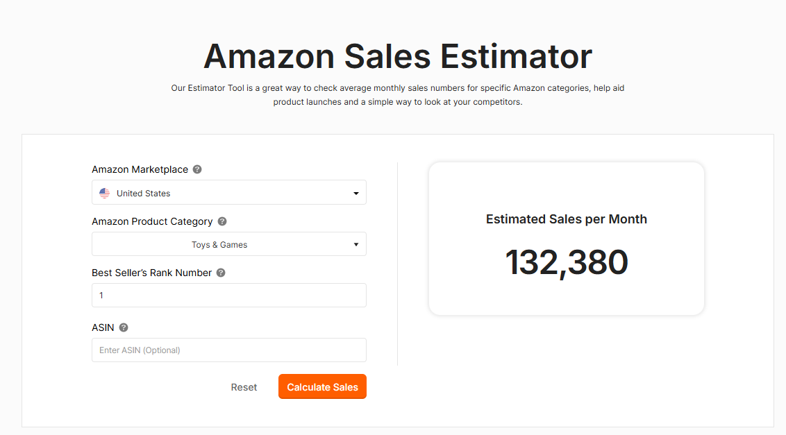 Jungle Scout Paid Sales Estimator