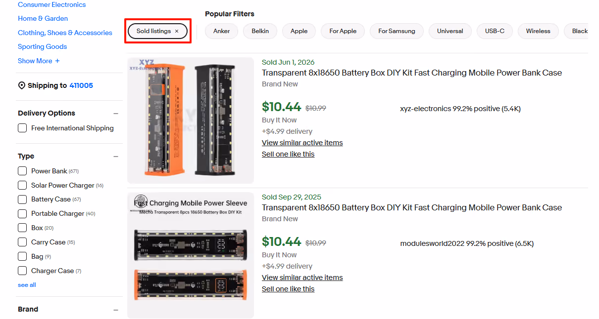 Find Sold Listings on eBay