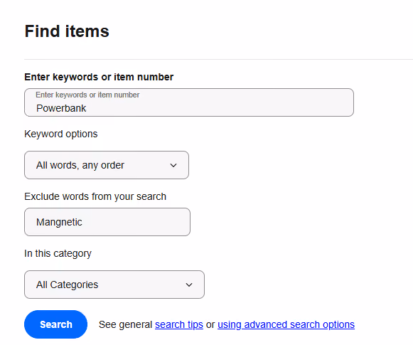 Use Filters in Advanced eBay Search Option