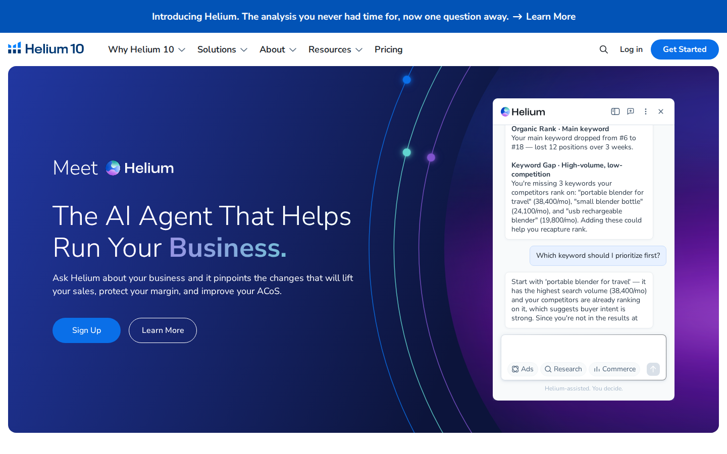 Helium 10 Homepage