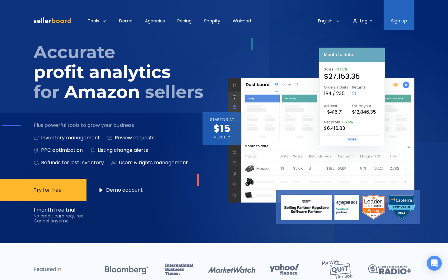 sellerboard homepage