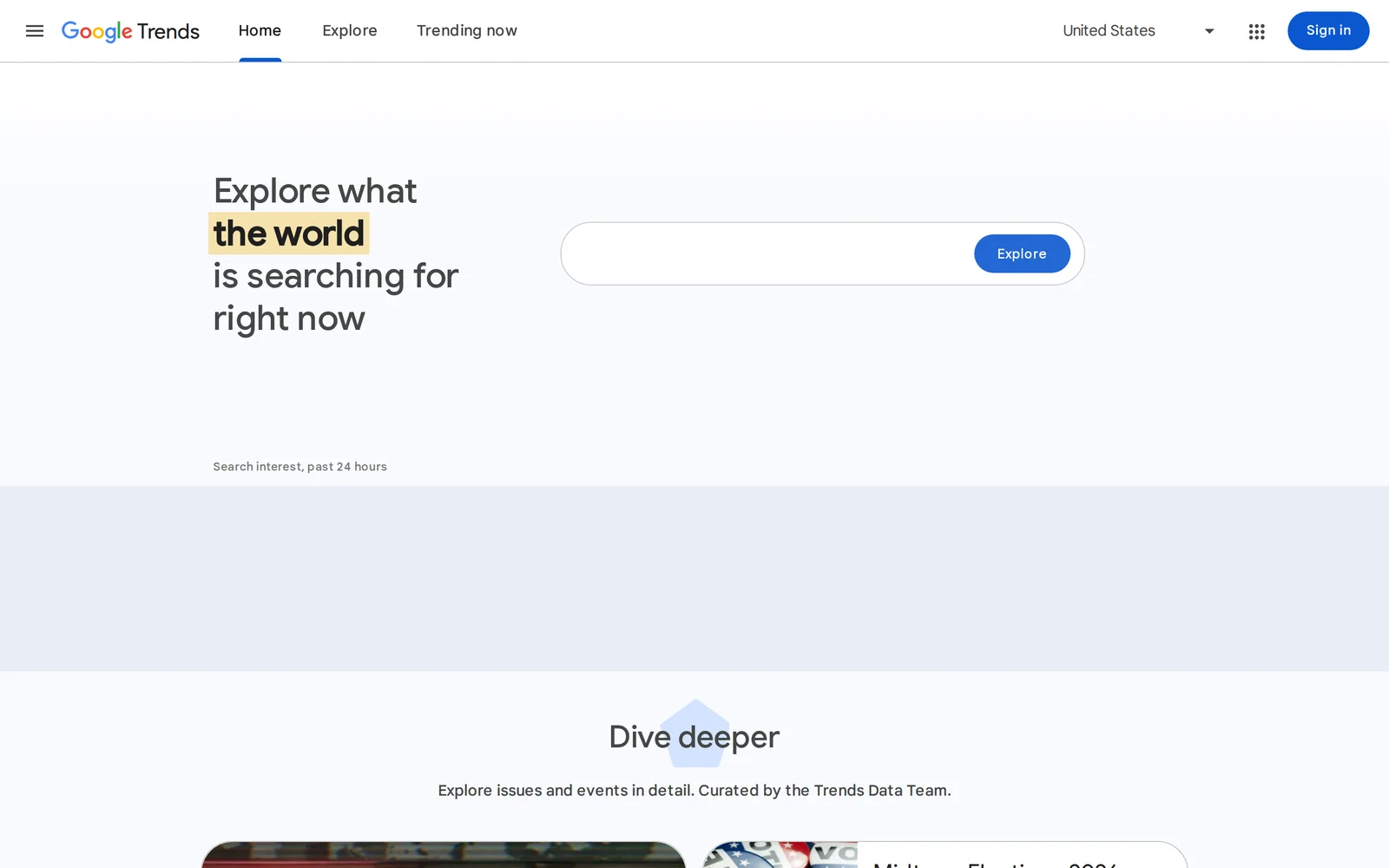 Google Trends Homepage