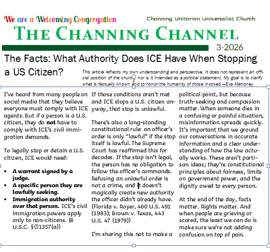 Channing Channel - March 2026