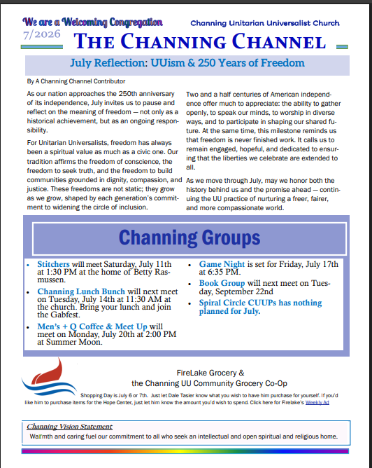 Channing Channel - July 2026