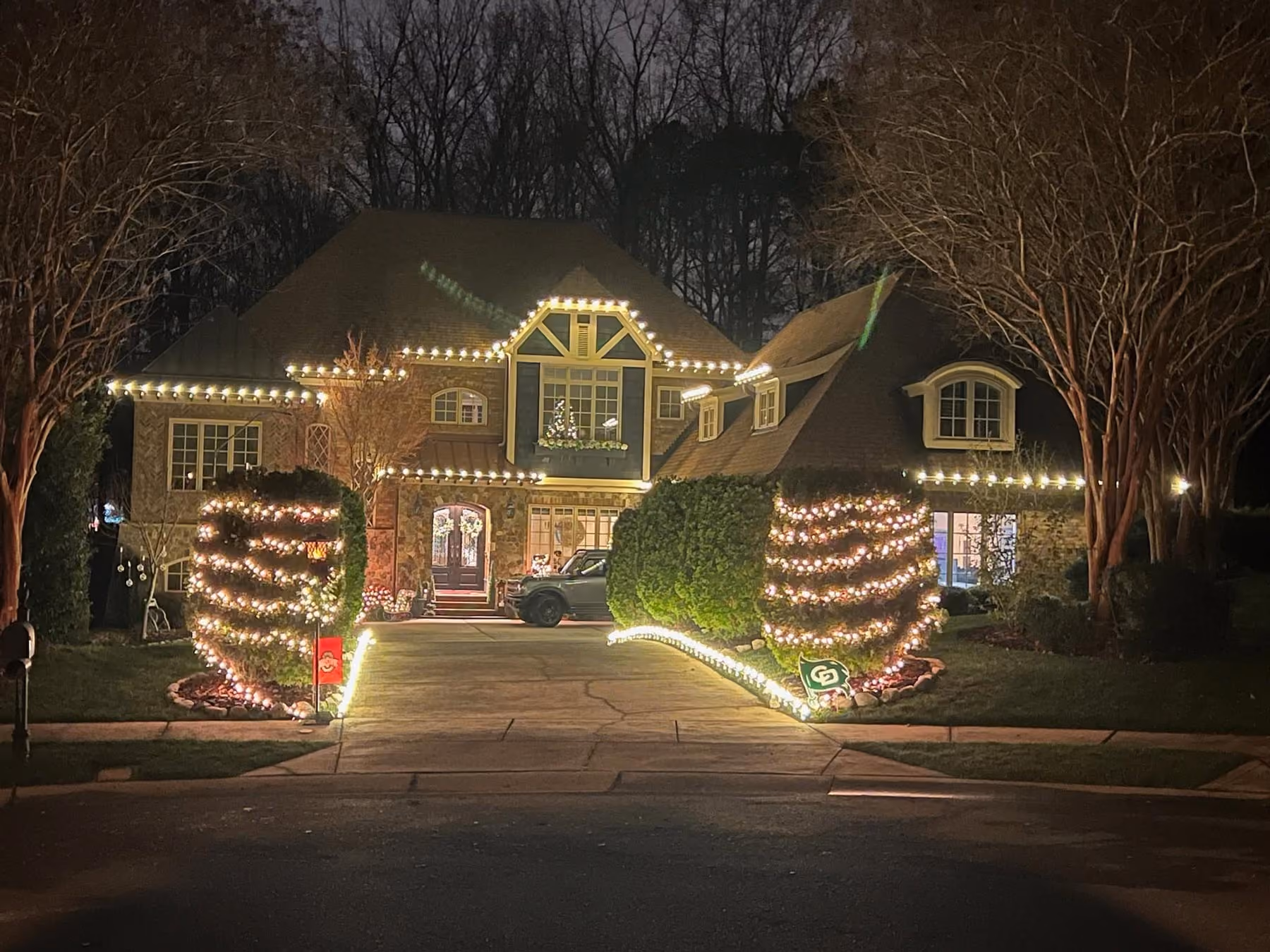 Christmas light installation in Charlotte, NC.