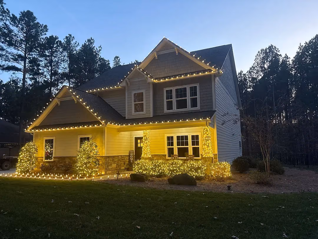Holiday lights installation in Charlotte, NC.