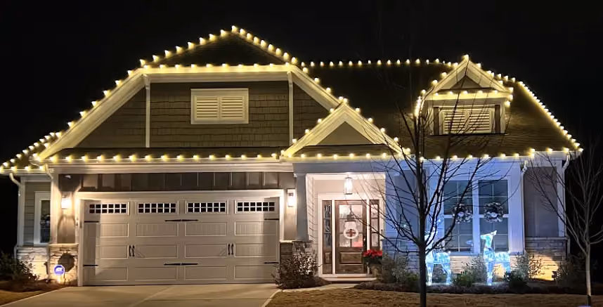 Residential Christmas lights installed in Charlotte, NC.