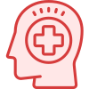 silhouette of human head with red cross in middle to symbolize life insurance icon 