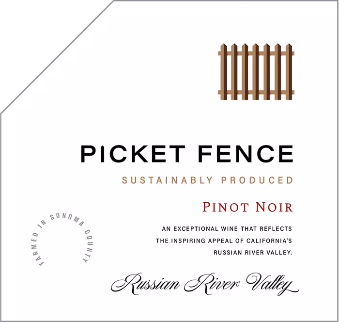 Picket Fence brand Pinot Noir wine bottle front label sample