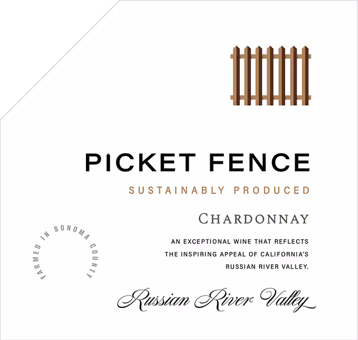 Picket Fence brand Chardonnay wine bottle front label sample