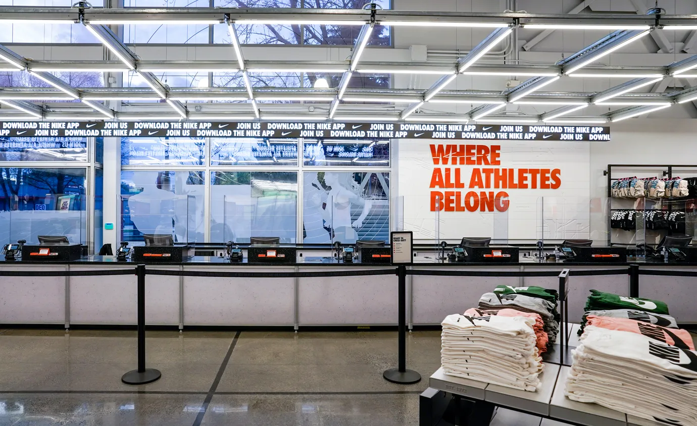 interior photo of the Nike Unite Store with wall displays created by Infinity Images