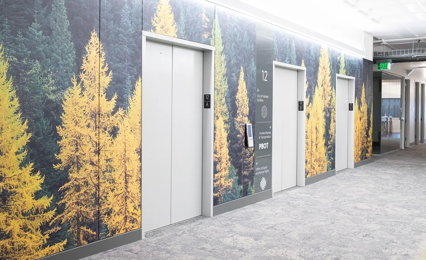 wall graphics made by Infinity Images for the Portland Building